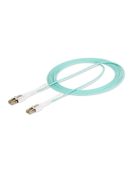 Cable de Fibra Óptica Multimodo LC a LC (UPC) OM4 de 3m - con Pestillos - 50/125µm - Redes de 100G - Resistente a los Dobleces 